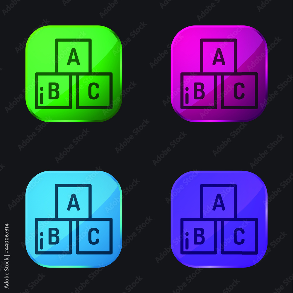 Abc four color glass button icon