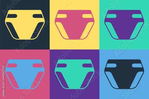 Pop art Adult diaper icon isolated on color background. Vector