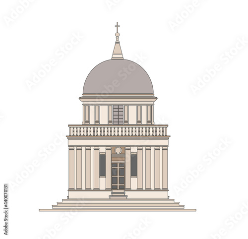 DRAWING OF HISTORICAL BUILDINGS OF VENICE, ANCIENT ITALIAN ARCHITECTURE IN GOTHIC AND NEOCLASSIC STYLE