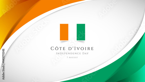 Abstract independence day of Cote dIvoire country banner with elegant 3D background