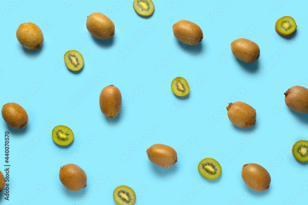 Many ripe kiwi on color background Many ripe kiwi on color background