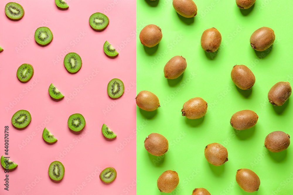 Tasty ripe kiwi on color background Tasty ripe kiwi on color background