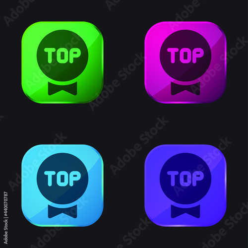 Badge four color glass button icon