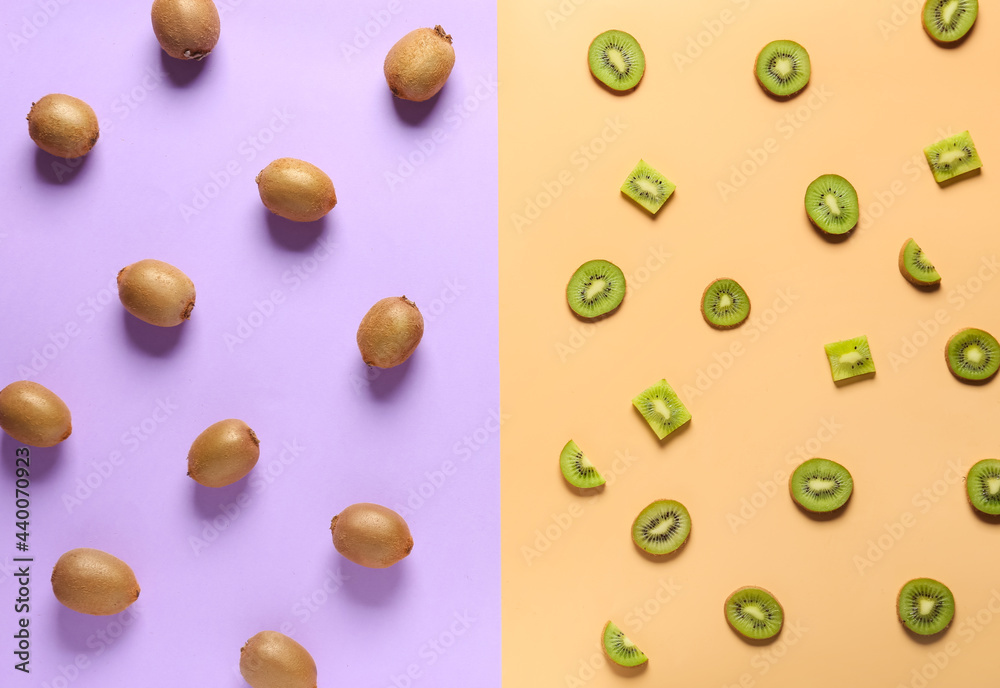 Tasty ripe kiwi on color background Tasty ripe kiwi on color background