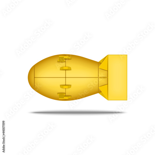 Fat Man nuclear bomb detonated over the Japanese city of Nagasaki, vector realistic 3d model isolated on the white background.