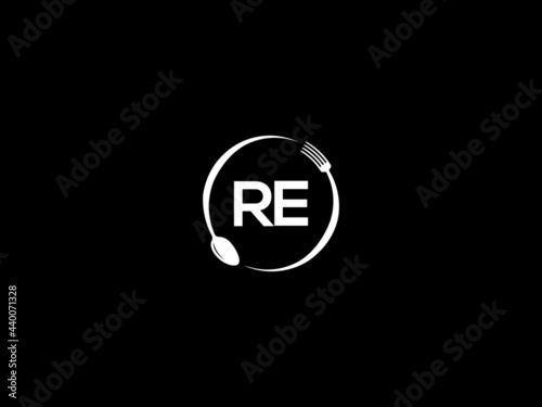 Letter RE Logo, restaurants re logo icon vector for modern kitchen, health and food business