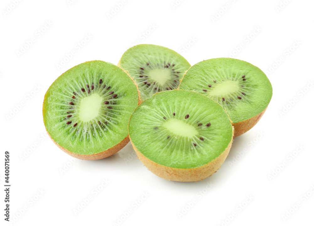 Cut ripe kiwi on white background Cut ripe kiwi on white background