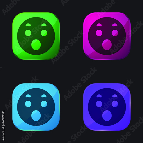 Amazed four color glass button icon