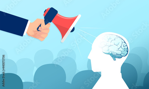 Vector of a man being influenced by social media news