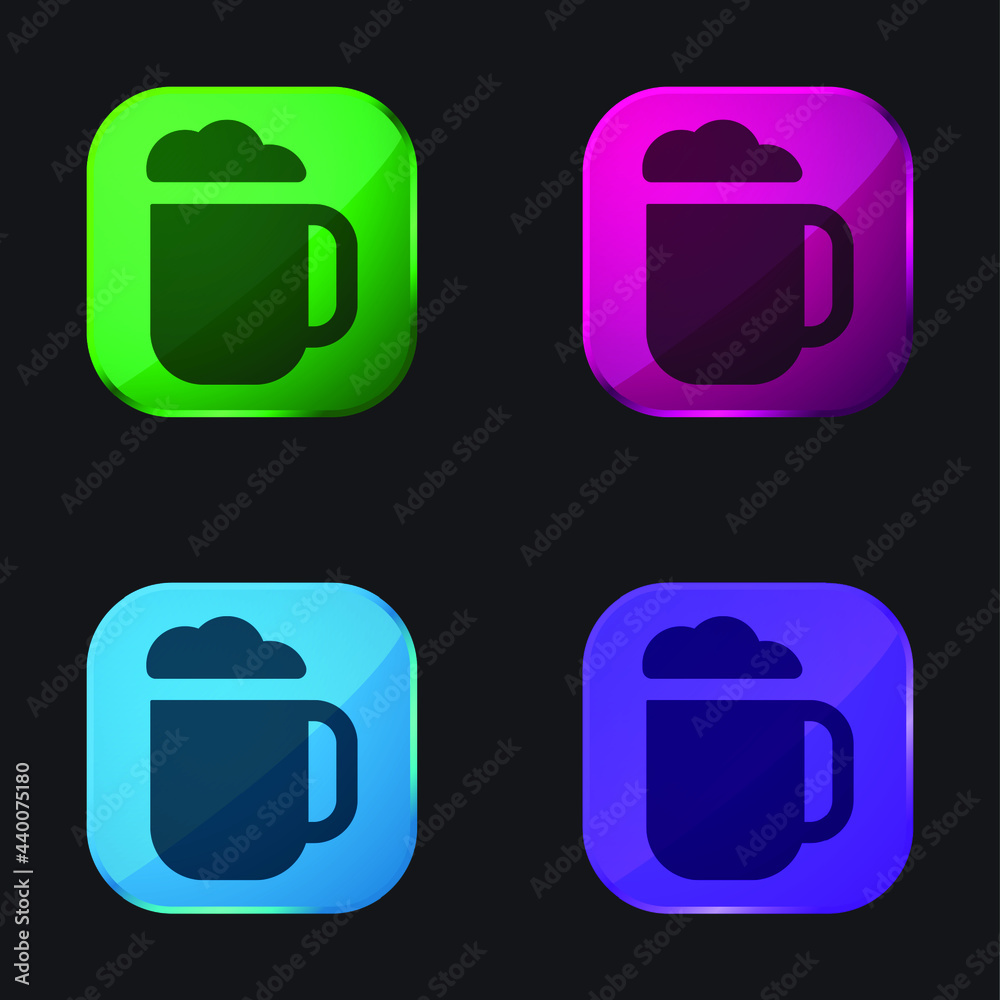 Beer four color glass button icon Beer four color glass button icon