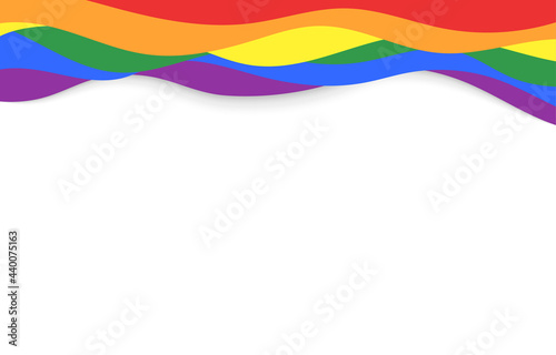LGBT gray pride rainbow wave flag flutter border frame of lesbian and bisexual colorful concept vector background