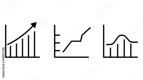 Graph and Chart. Statistics and analytics vector icon set.Isolated on white background