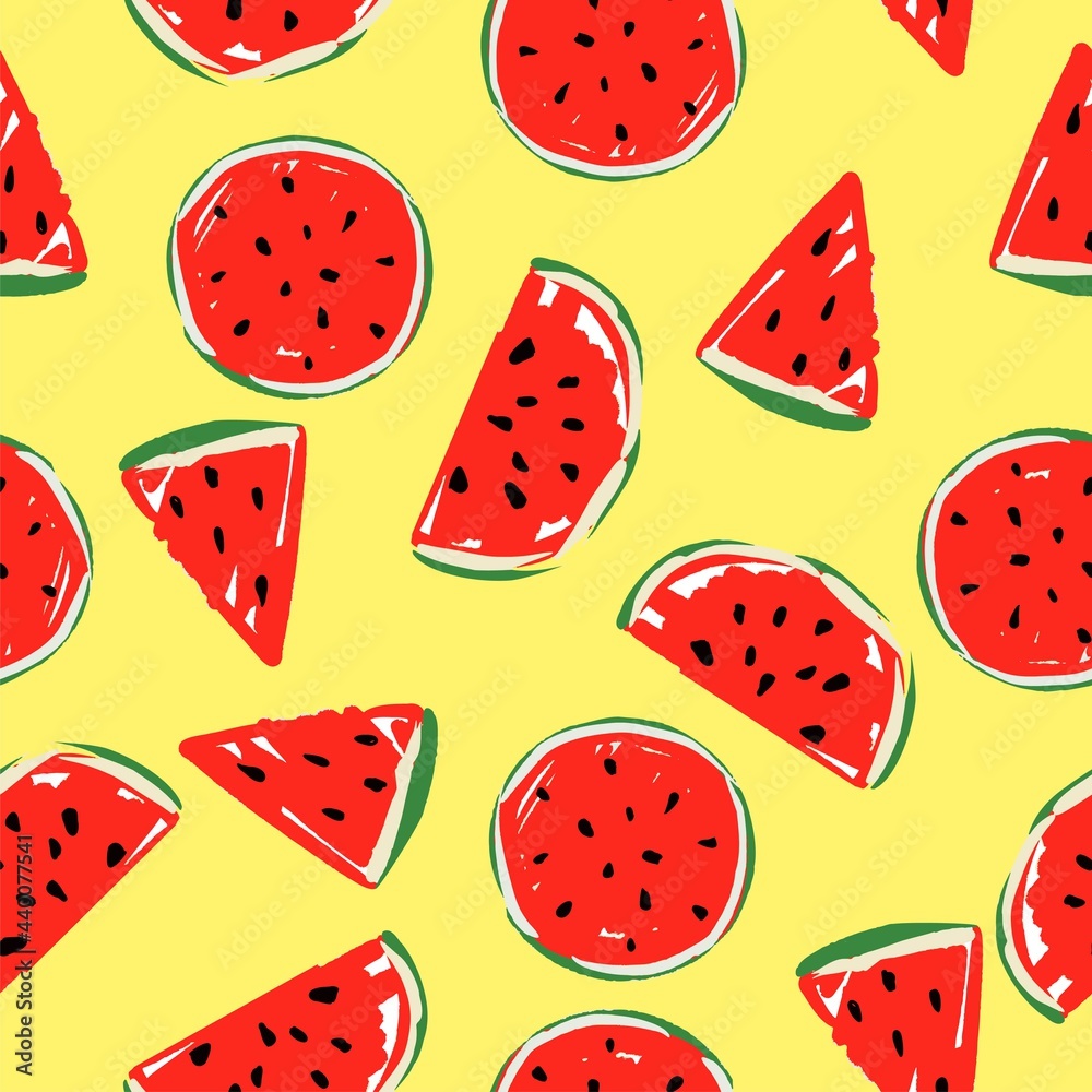 Watermelon sketch seamless illustration vector Tropical Trend Design Prints for Textiles Watermelon sketch seamless illustration vector Tropical Trend Design Prints for Textiles