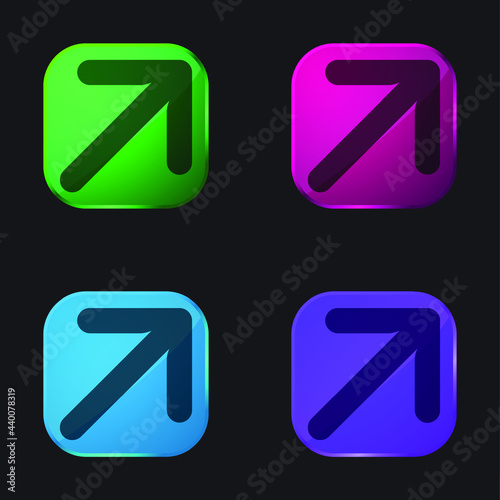Arrow four color glass button icon