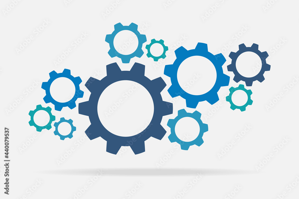 Simple cogwheel, gear wheel vector illustration for apps and websites. The business mechanism, progress, construction concept, or UI element