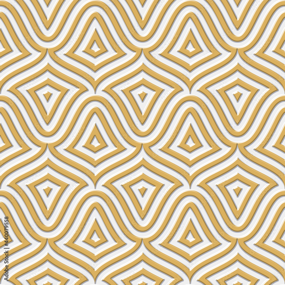 3D rendering gold seamless pattern for ceramic tiles for 3D project. Tile design for bathroom and kitchen. Gold texture. Luxury tiles. Vintage. Template.	