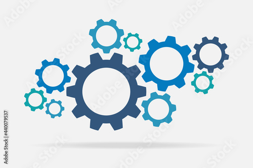 Simple cogwheel, gear wheel vector illustration for apps and websites. The business mechanism, progress, construction concept, or UI element