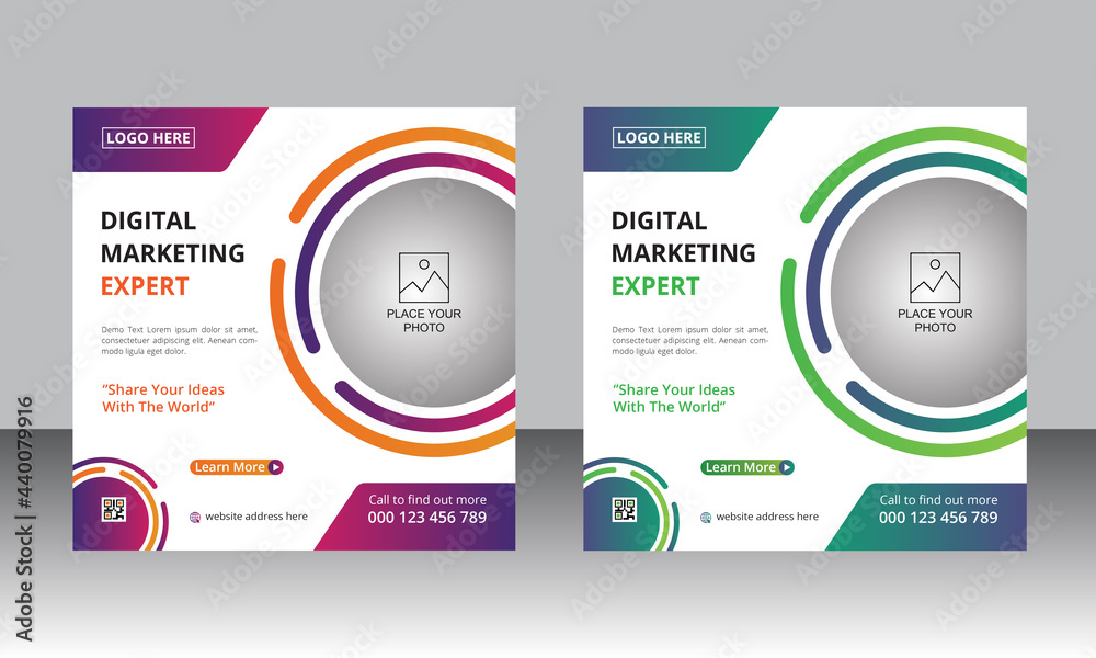 Digital marketing business social media post vector design template. Creative online advertising social media banner layout