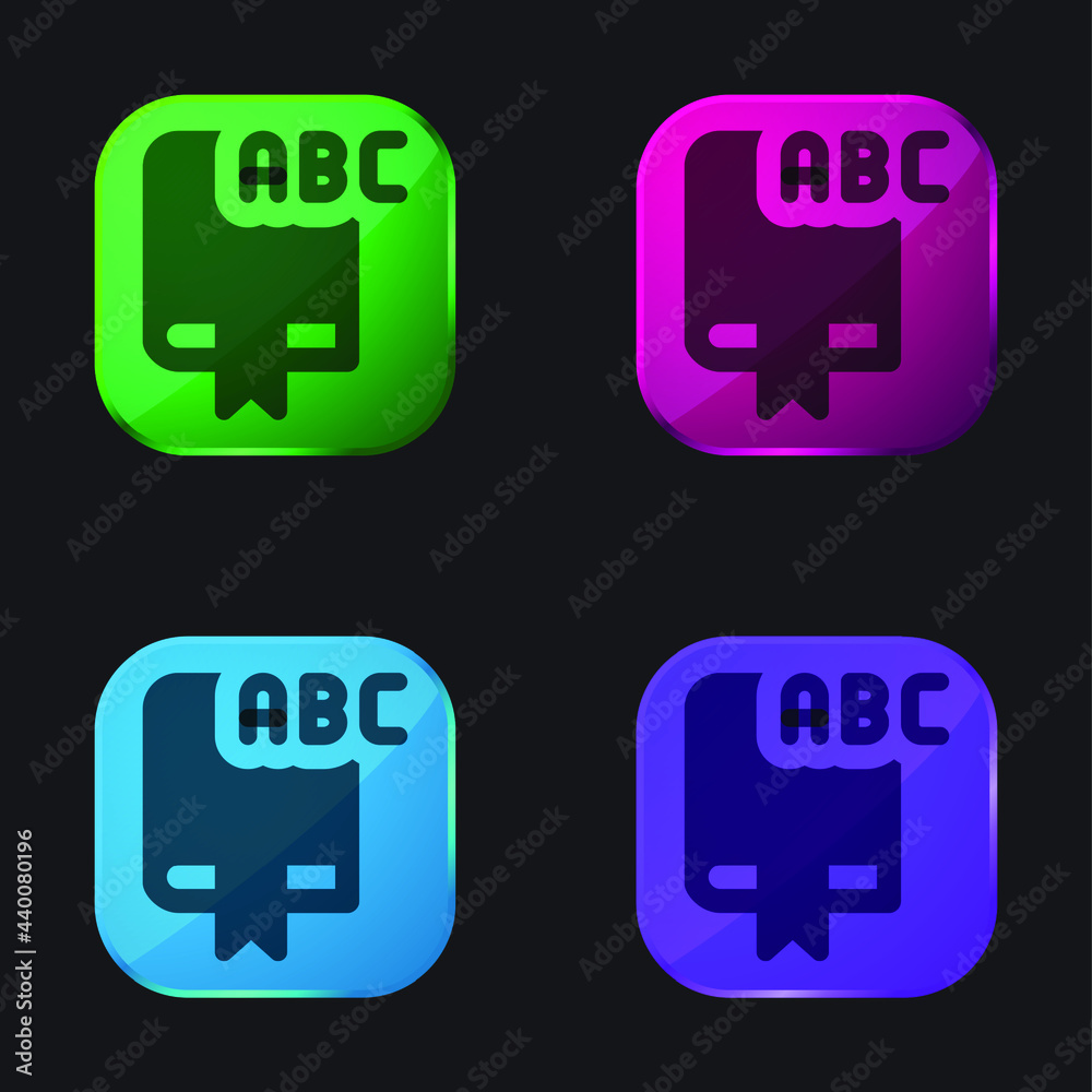 Alphabet four color glass button icon Alphabet four color glass button icon