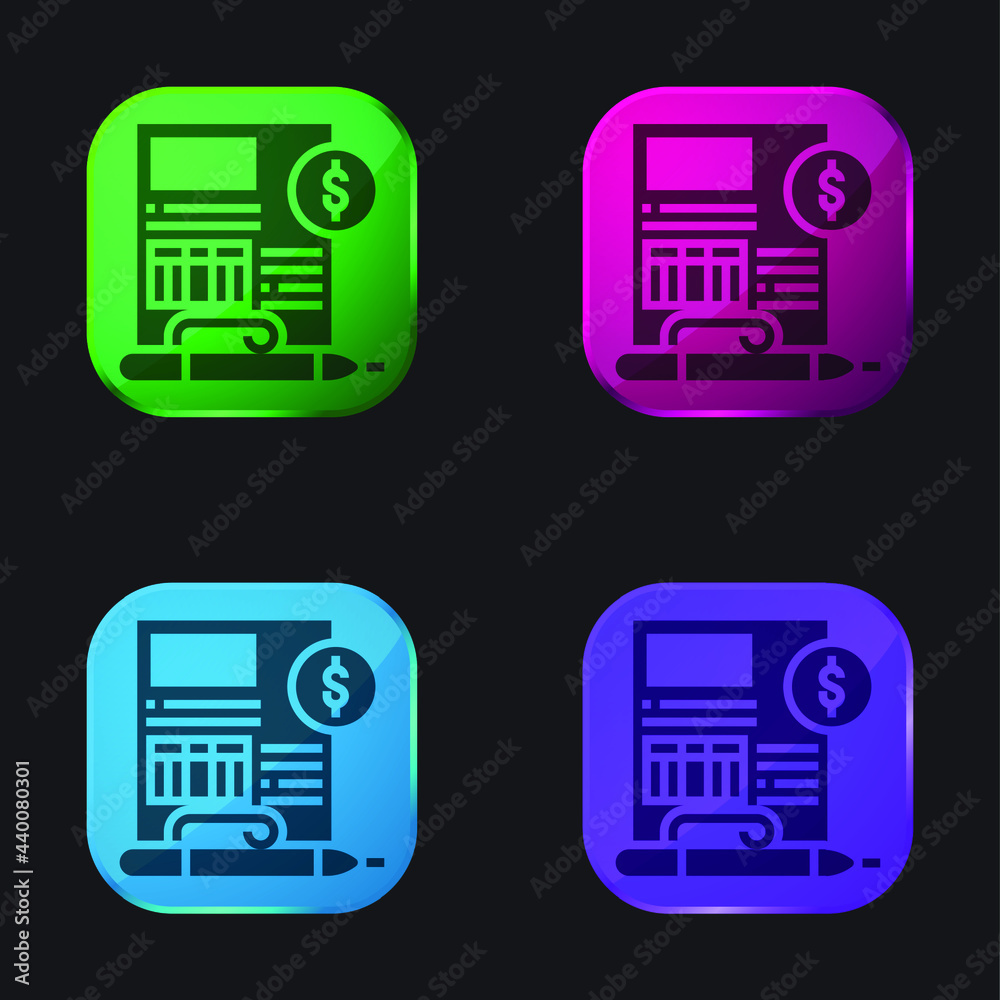 Balance Sheet four color glass button icon Balance Sheet four color glass button icon