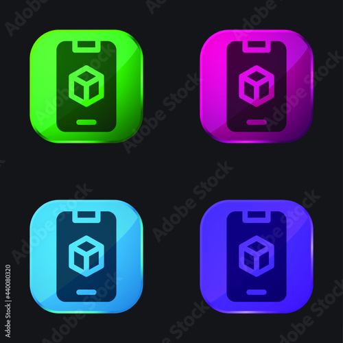Augmented Reality four color glass button icon