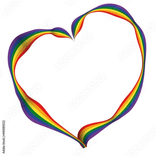 Waving Rainbow Flag Forming a Heart, Promoting Love and Diversity, Vector Illustration