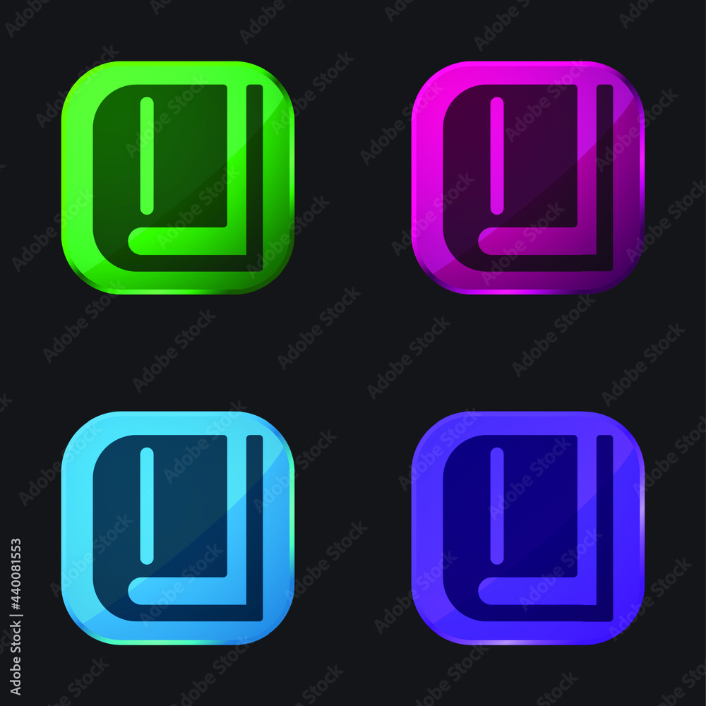 Book Closed Tool four color glass button icon Book Closed Tool four color glass button icon