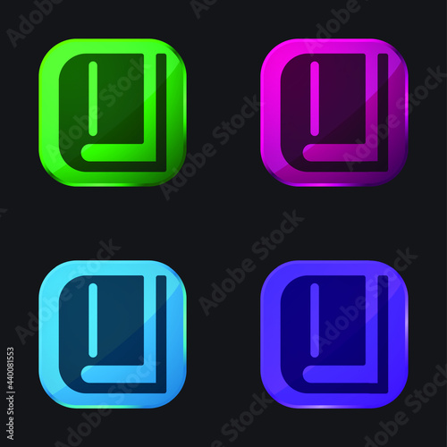 Book Closed Tool four color glass button icon