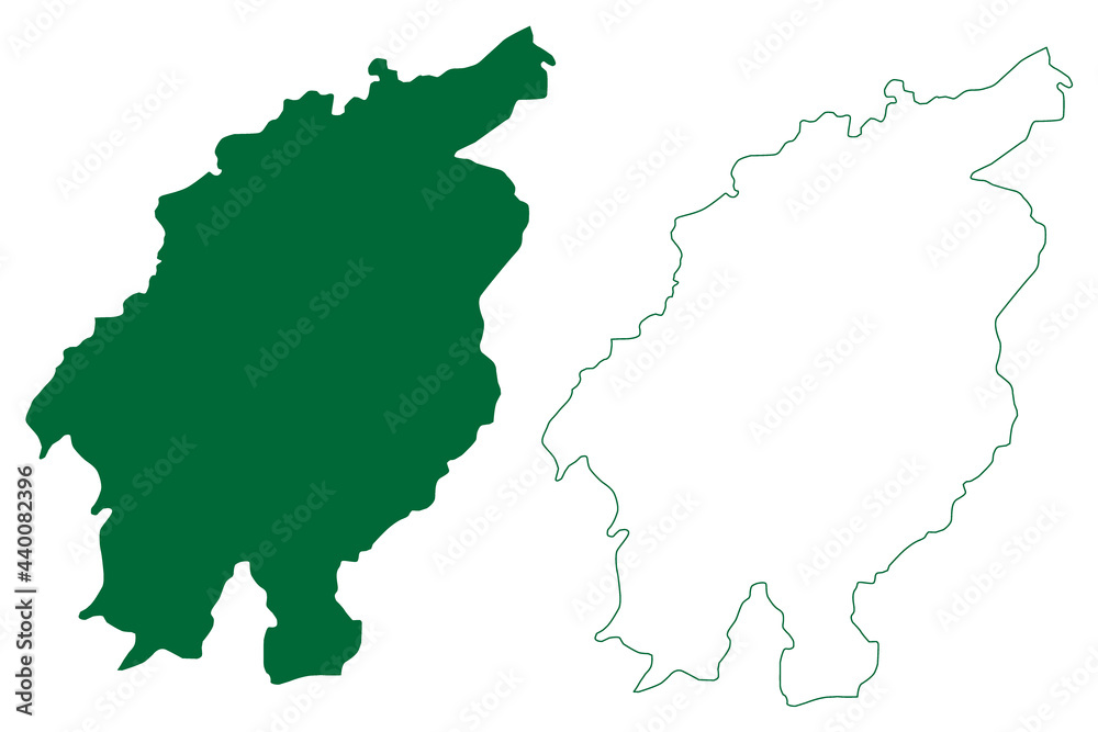 Mokokchung district (Nagaland State, Republic of India) map vector illustration, scribble sketch Mokokchung map