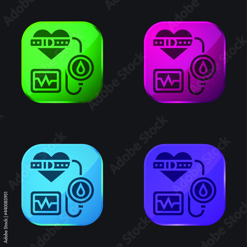 Blood Pressure four color glass button icon