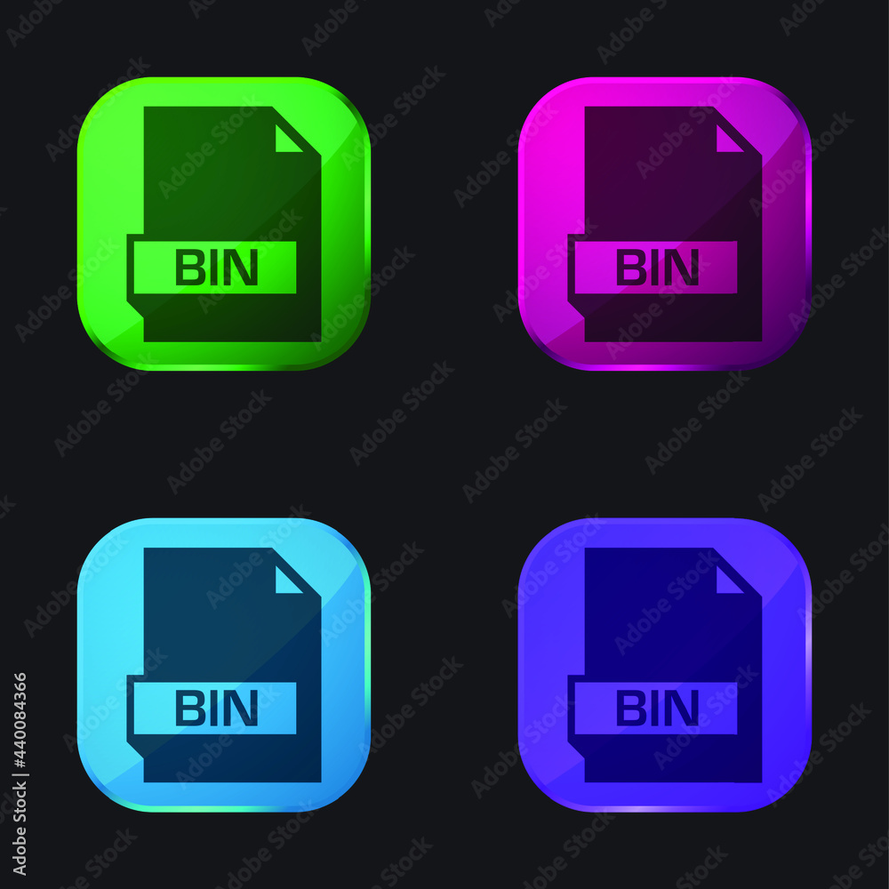 Bin four color glass button icon Bin four color glass button icon
