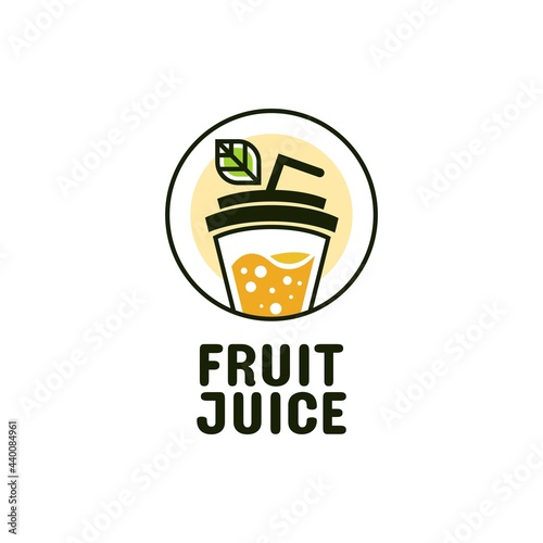 Juice cup drink fruit smoothie cocktail logo concept design illustration