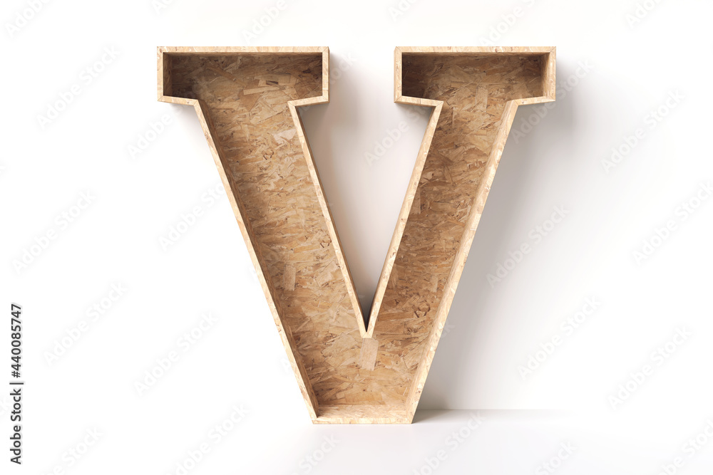 Recycled wood font letter V nice for an interior design concept. High detailed 3D rendering Recycled wood font letter V nice for an interior design concept. High detailed 3D rendering