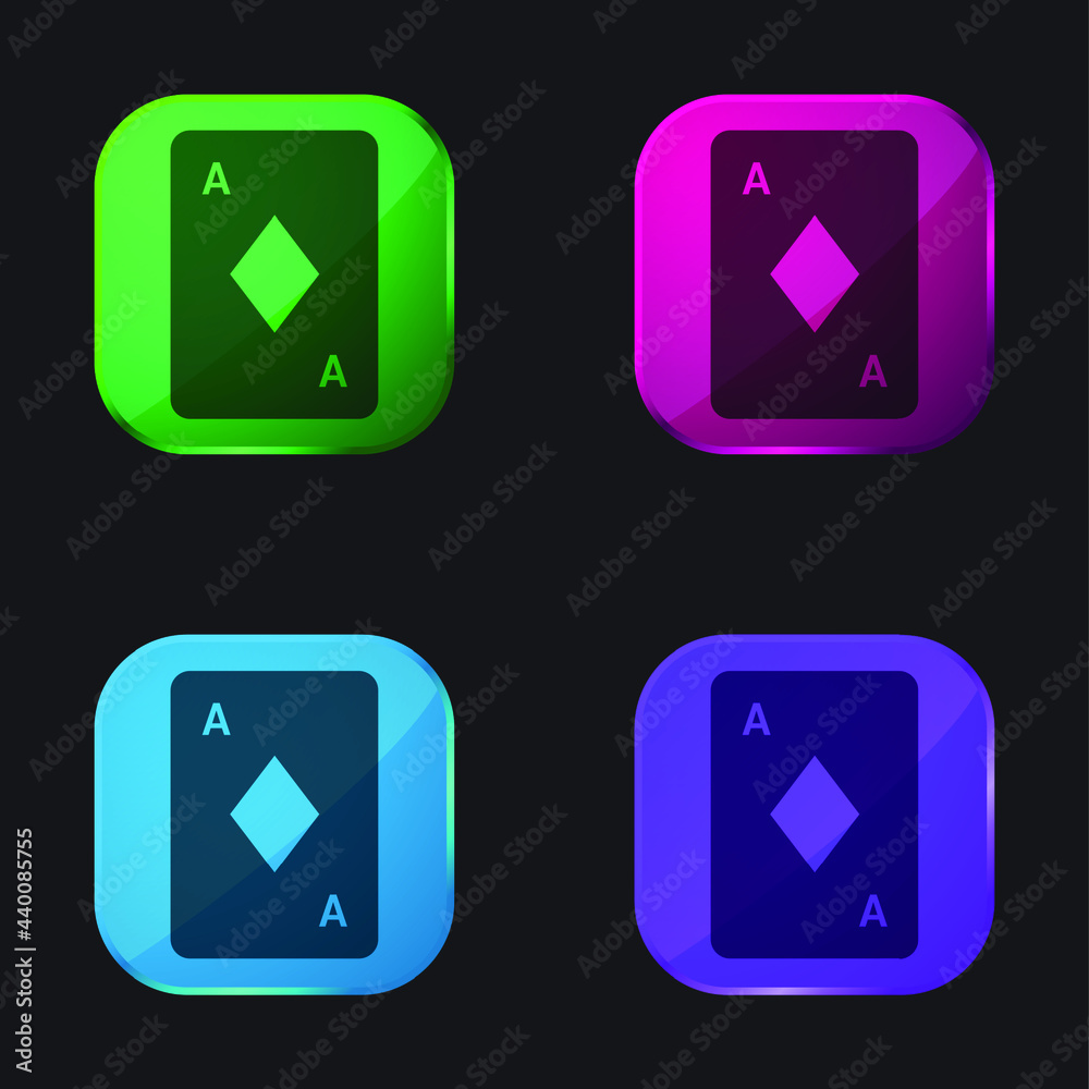 Ace Of Diamonds four color glass button icon Ace Of Diamonds four color glass button icon
