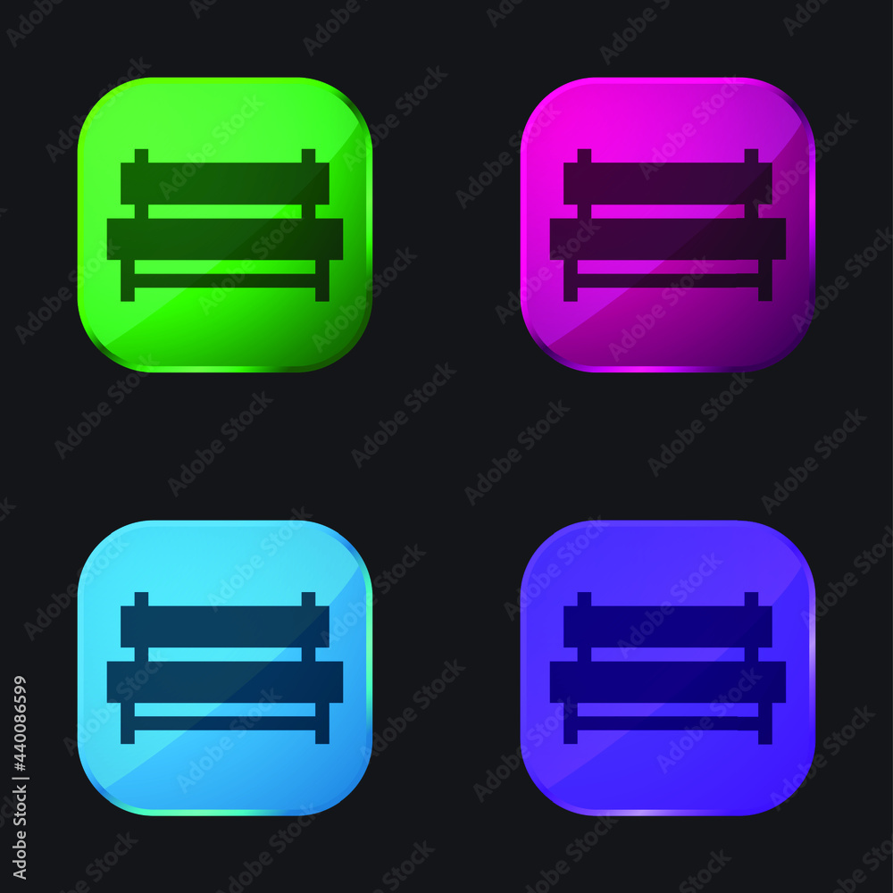 Bench four color glass button icon Bench four color glass button icon