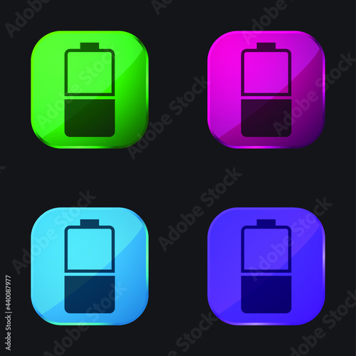 Battery four color glass button icon