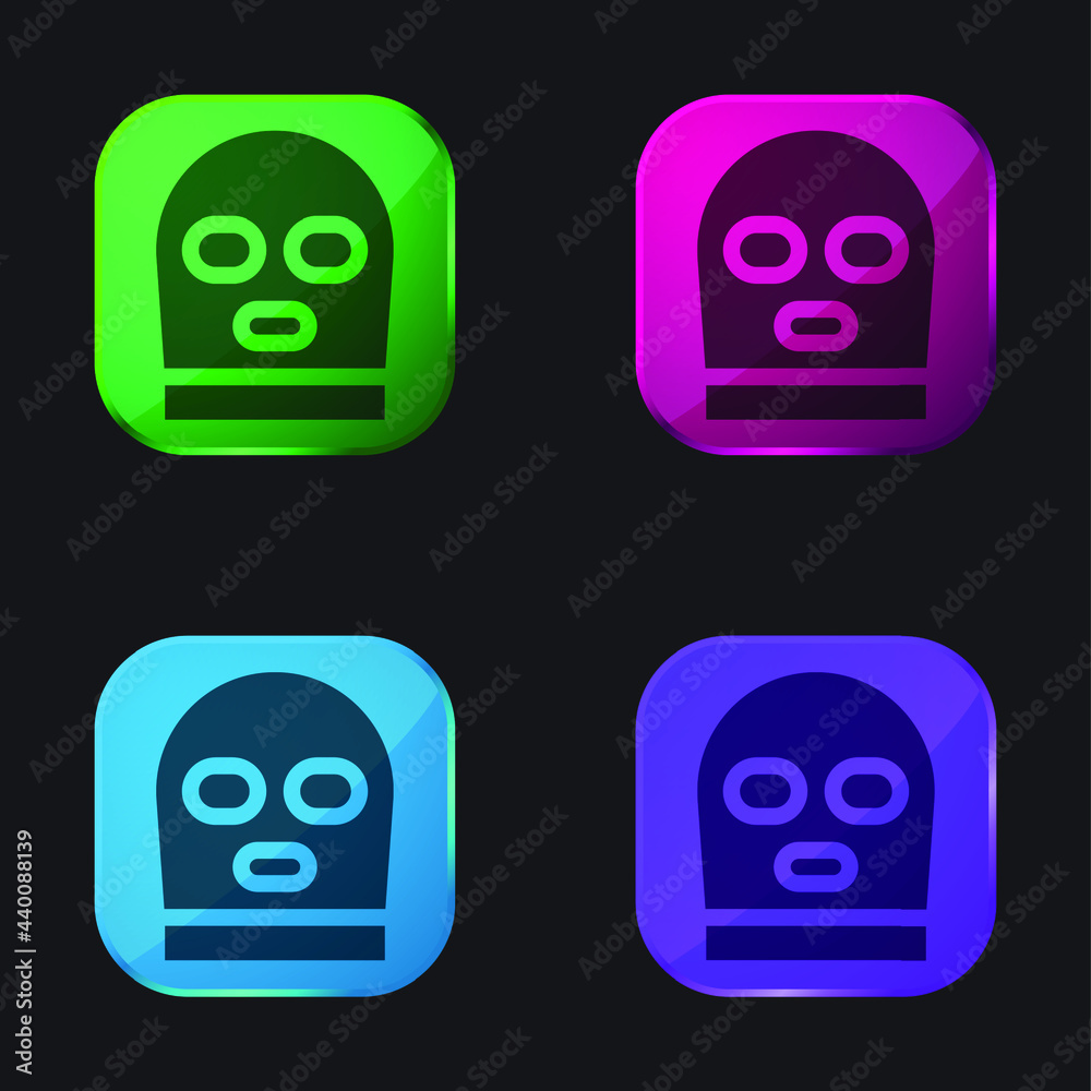 Balaclava four color glass button icon