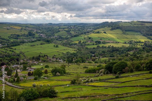 Top view of luscious green valleys in England