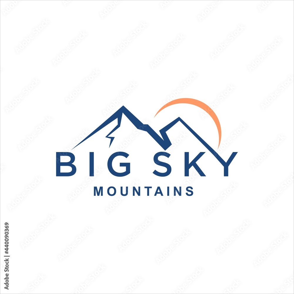 big sky mountain landscape logo for adventure hiking vector