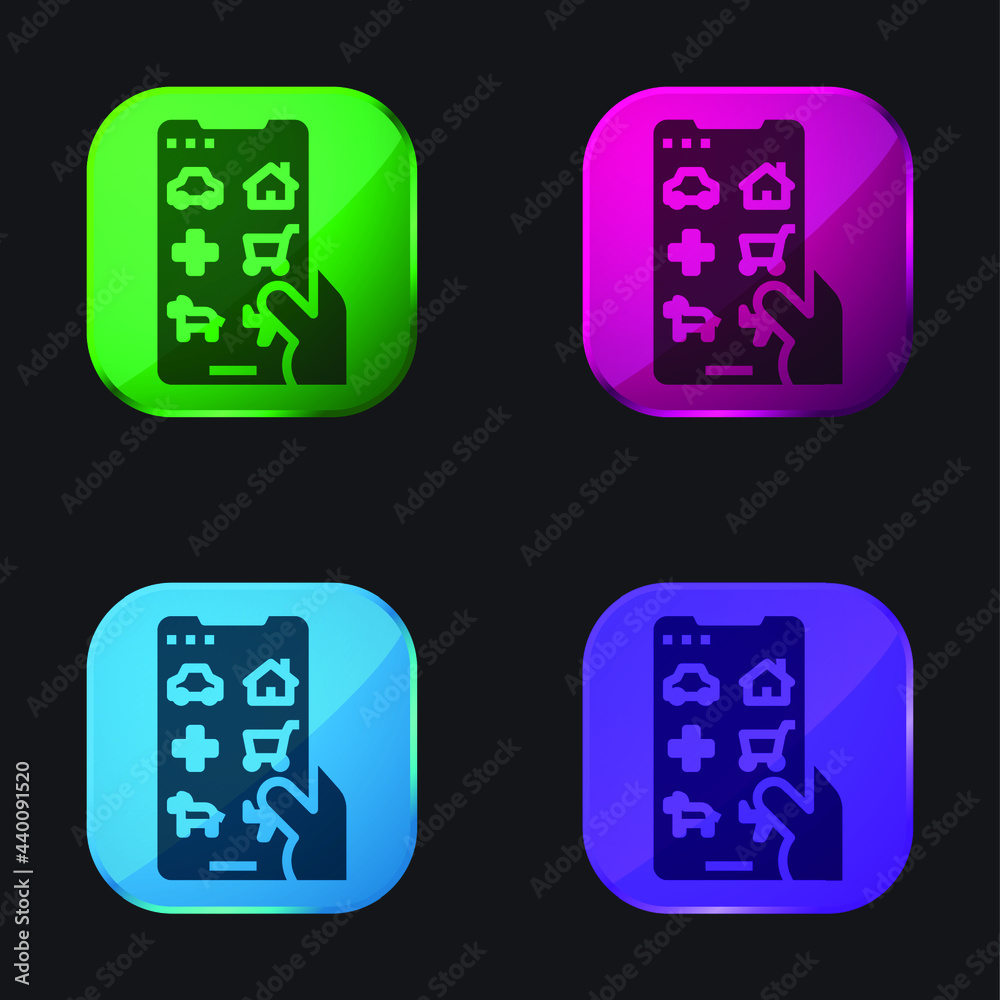 Applications four color glass button icon Applications four color glass button icon