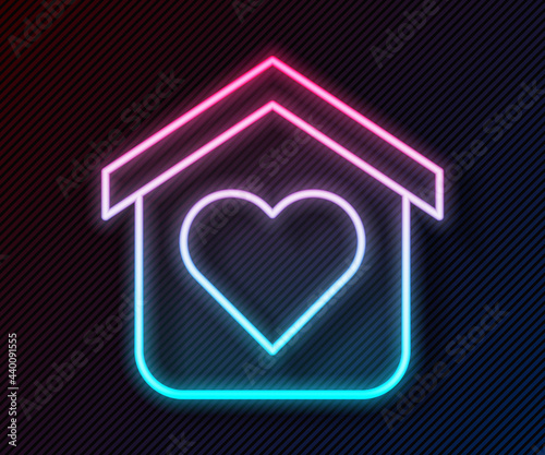 Glowing neon line Shelter for homeless icon isolated on black background. Emergency housing, temporary residence for people, bums and beggars without home. Vector