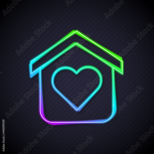 Glowing neon line Shelter for homeless icon isolated on black background. Emergency housing, temporary residence for people, bums and beggars without home. Vector