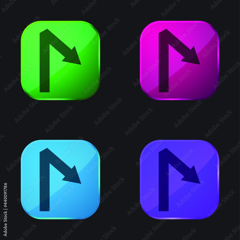 Arrow Straight Line Symbol With An Angle four color glass button icon Arrow Straight Line Symbol With An Angle four color glass button icon