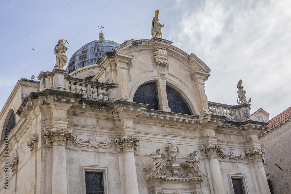 Church of St Blaise - one of most beautiful sacral buildings in Dubrovnik, constructed in 1715 in flamboyant Venetian Baroque style. Dubrovnik, Croatia.