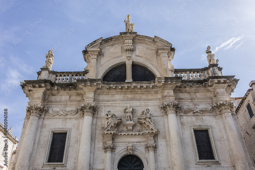 Church of St Blaise - one of most beautiful sacral buildings in Dubrovnik, constructed in 1715 in flamboyant Venetian Baroque style. Dubrovnik, Croatia.