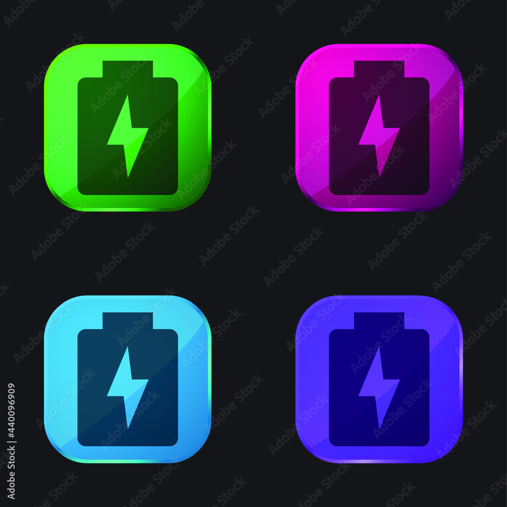 Fototapeta premium Battery four color glass button icon
