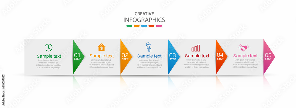 Business vector infographic design template with 5 options or steps ...