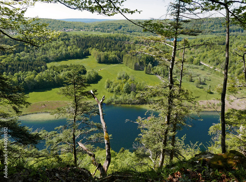 suggestiva vista del lago nella rigogliosa regione francese del Jura photo