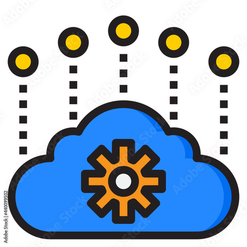 Cloud network color line style icon