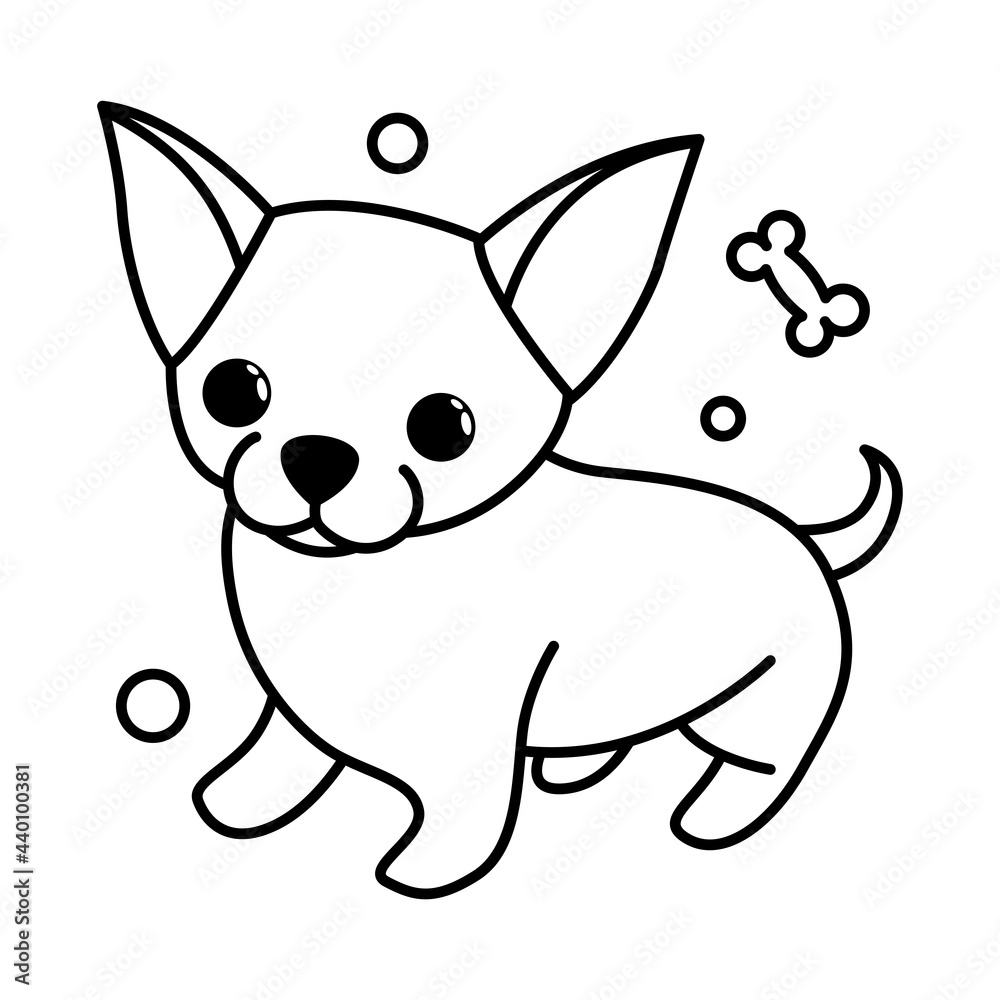 Cute Cartoon Vector Illustration icon of a Chihuahua puppy dog. It is outline style. Cute Cartoon Vector Illustration icon of a Chihuahua puppy dog. It is outline style.